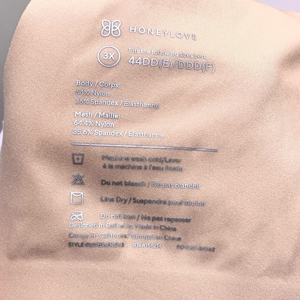 Honeylove Crossover Bra white/nude 44 E/F (DD /DDD) NWOT - Picture 3 of 3